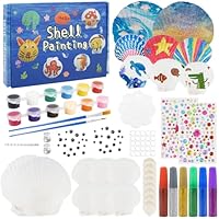 SPOKKI 72 Pcs Sea Shell Painting Kit Kids with No-Holes, Educational DIY Kids Sea Shell Painting Kit, Arts and Crafts for Ages 5-12, Birthday Easter Rainy Day Gifts