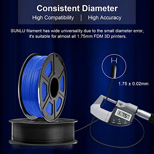 SUNLU PLA Filament, 1.75mm PLA Filament für 3D Drucker & 3D Stifte, 3D Druck Filament mit +/- 0.02mm Toleranz,Schwarz - Image 3