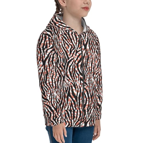 Zebra Skin And Leopard Print Kid Hoodies Boys Zip Up Sweatshirts Girls Pullover with Pocket4