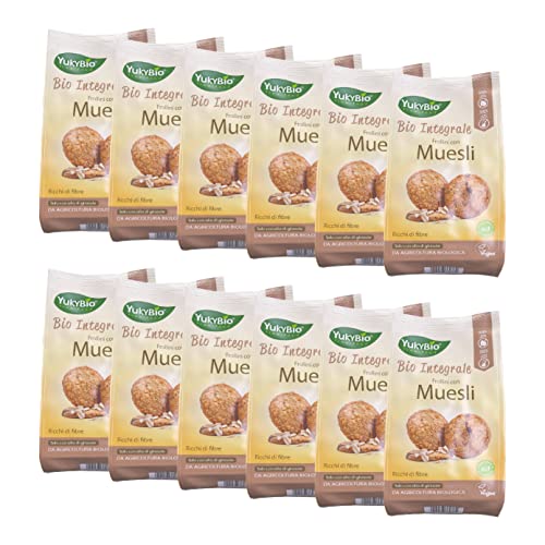 YukyBio, Galletas Integrales de Espelta con Muesli, Galletas Órganicas sin Leche, sin Huevos, Veganas, Fuente de Fibras, 100% Made in Italy, 12 Paquetes de 300 g Cover