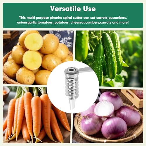 Image of Piranha Spiral Cutter, Stainless Steel Spiral Cutter for Potato Cucumber Carrot Onion and Vegetable, Practical Kitchen Gadgets