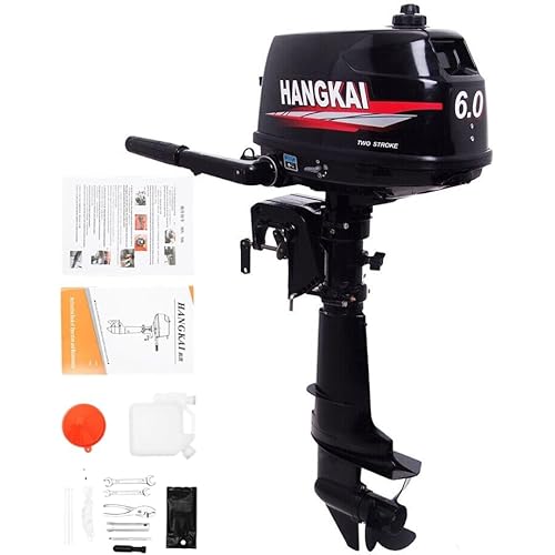 YIYIBYUS 6HP 2 Stroke Outboard Motor, 102CC Gas Powered Boat Engine with Cooling System & CDI Ignition System,Professional Fishing Boat Motor for Fishing Boats,Inflatable Boats