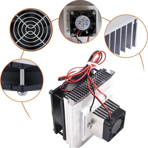 Image of DIY Thermoelectric Cooler Kit with Dual Heatsinks and Radiator Fan for Mini Fridge, Pet House AC, Cooling System Projects (TEC1-12706 Compatible, Peltier Not Included)