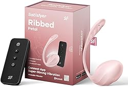Satisfyer Ribbed Petal Connect App | 11 cm | Vibrador del punto G | Vibrador portátil con control remoto | Recargable| Resistente al agua (IPX7) | Silicona respetuosa con la piel, color:rosado