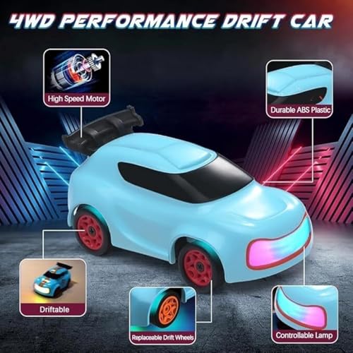 Image of Amitasha Mini RC Drift Car 1:64 Scale Remote Control Car with LED Lights & Speed Mode, 2.4GHz Stunt Drifting RC Toys, Hobby Gift for Kids & Adult