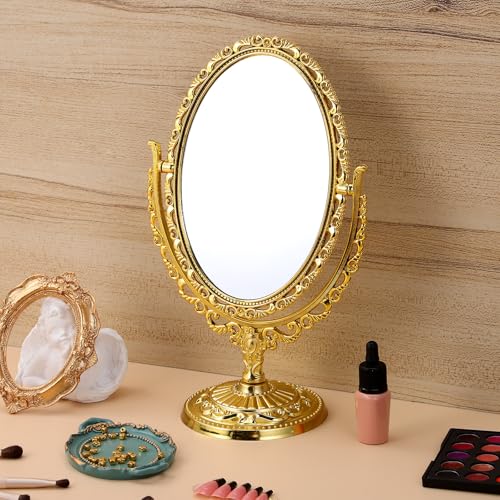Espejo de maquillaje ovalado europeo estilo retro miniatura 5
