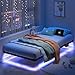 HAVONIZD Floating Bed Frame Twin with LED Lights and Charging Station - 8 inch Platform Bed Frame No Box Spring Needed, Easy Assembly