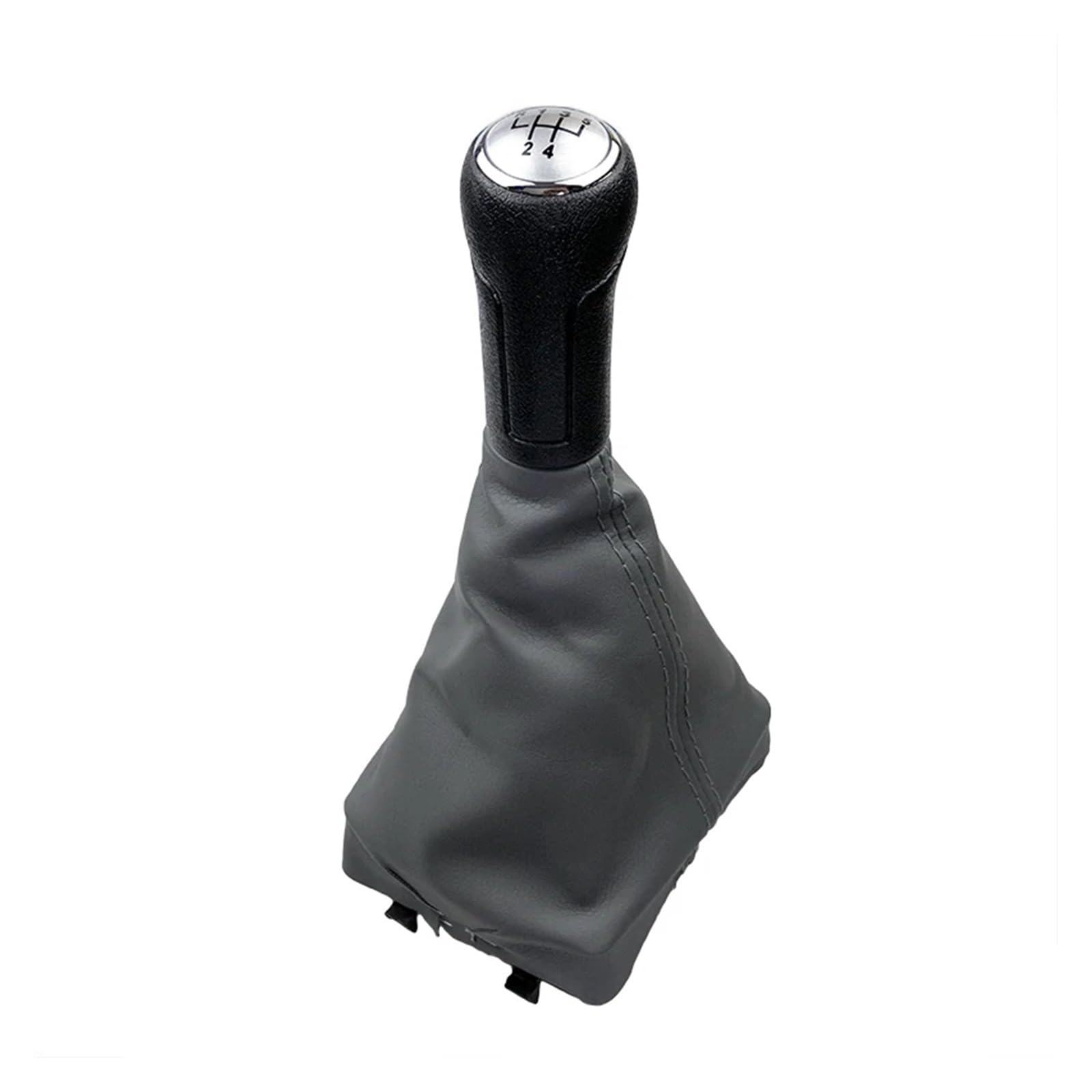 Grozzy Universal Shifter Handle Car Gear Shift Knob Lever Shifter Gaiter Boot Cover for Volkswagen for Polo 9N 9N2(5-Speed-Silver-Gray)