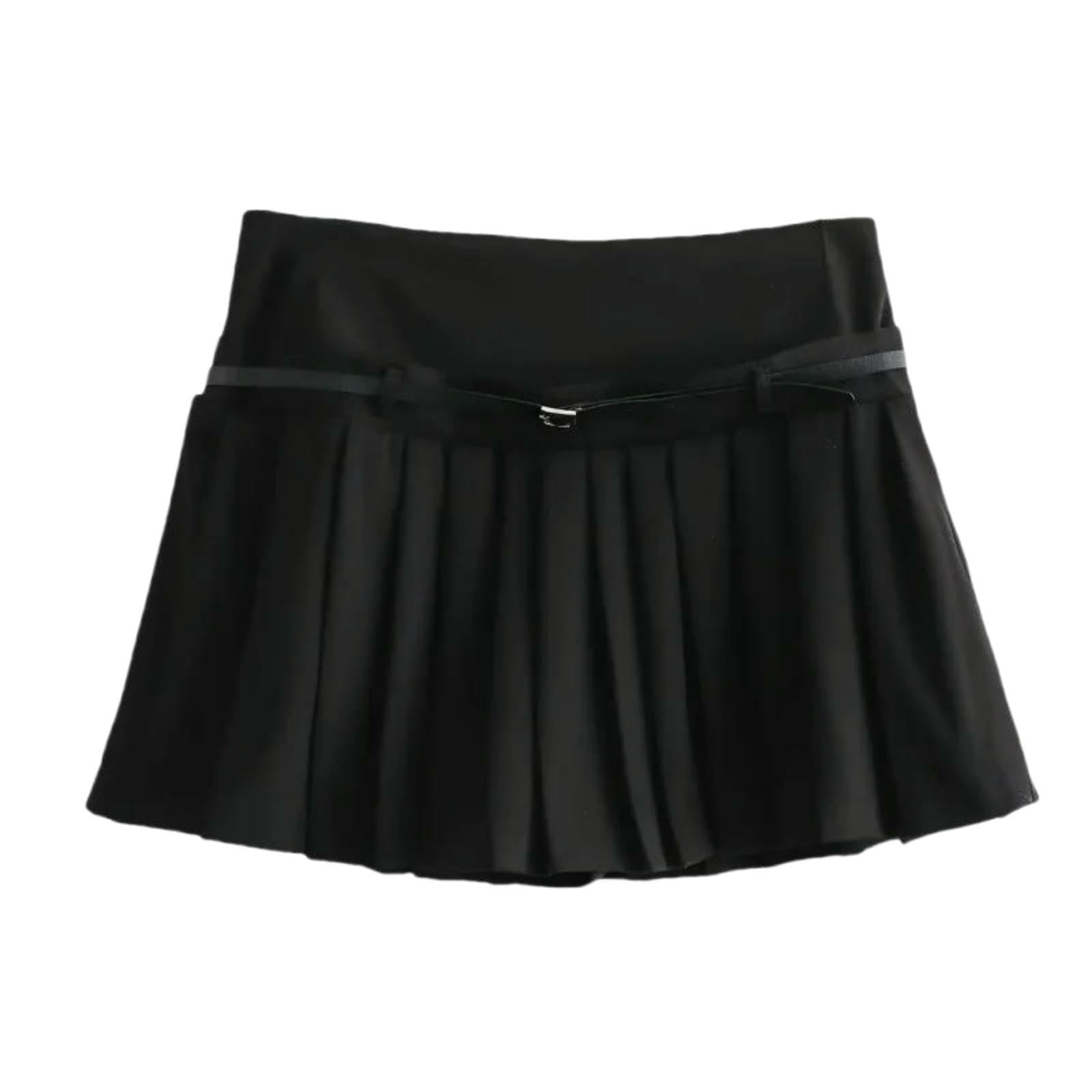 Spódnica damska, mini spódnica, z zamkiem błyskawicznym, plisowana spódnica na lato, z paskiem, modna, luźna, elegancka, do biura