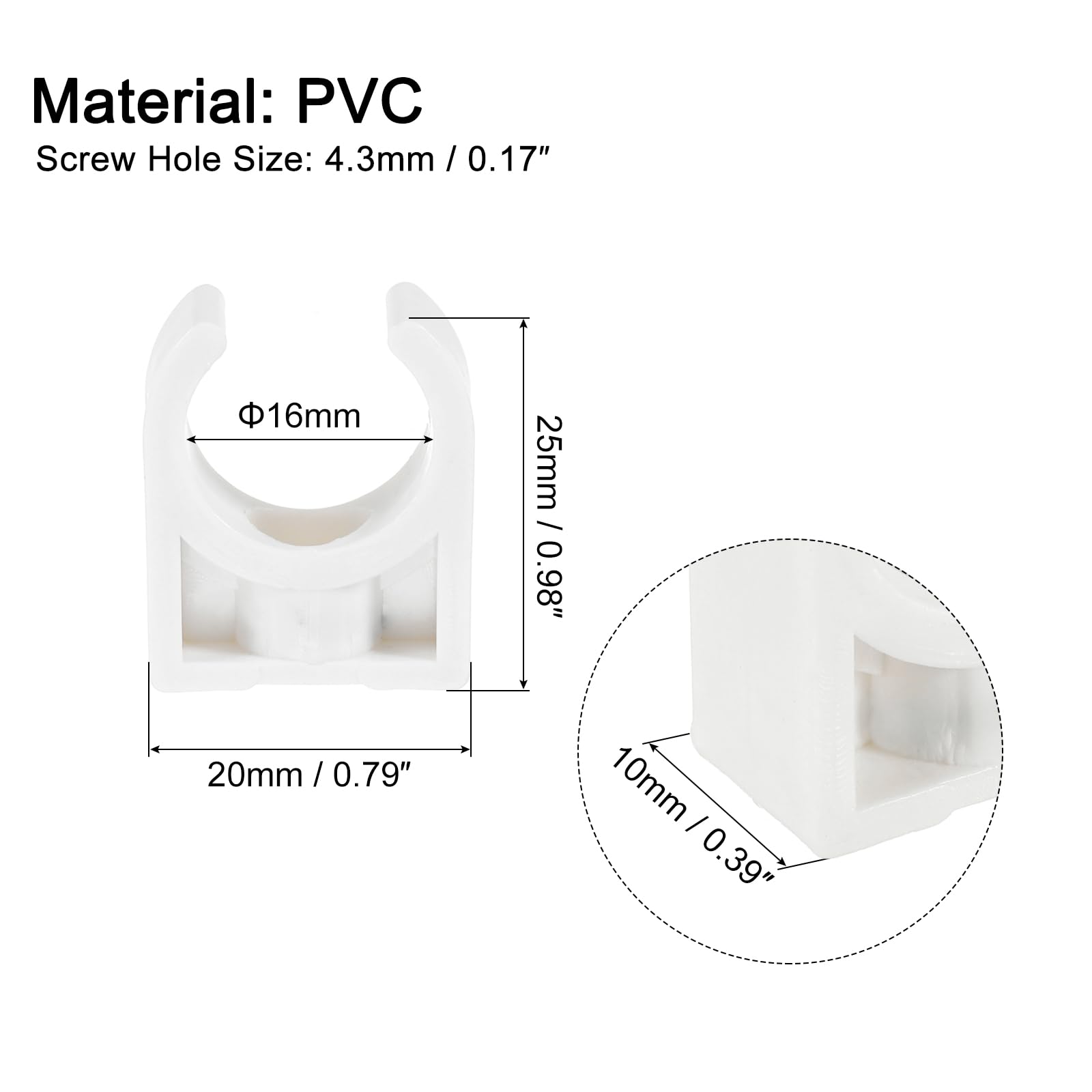 Uxcell PVC-Rohrschellen, 50 Stück – Für 16 Mm Außendurchmesser, U-förmig, Weiß, Für PEX-/Wasserrohre