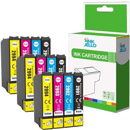 Inkjello Ink Cartridge For Printer Compatible With Epson XP-235 XP-245 XP-247 XP-255 XP-257 XP-332 XP-335 XP-342 XP-345 XP-352 XP-355 XP-432 XP-435 XP-442 XP-445 Black Cyan Magenta Yellow(12 Pack)