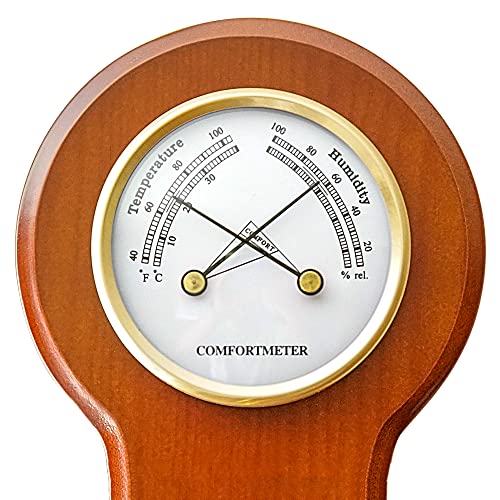 Ambient Weather BA212 Wall Mounted Weather Station with Thermometer, Hygrometer, and Barometer - Cherry Finish