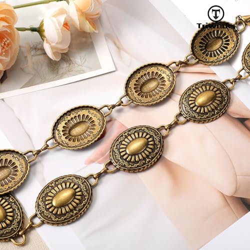 Western Belts for Women, Cowgirl Gold Chain Belt, Metal Concho Belts for women Dresses Jeans Country Concert Outfit2