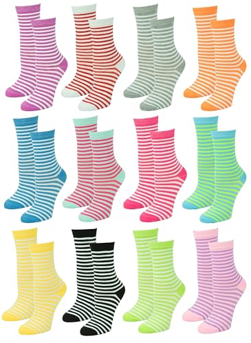 Image of Gelante 12-Pair Women's Crew Socks, Soft Thin Lightweight Breathable Athletic & Casual
