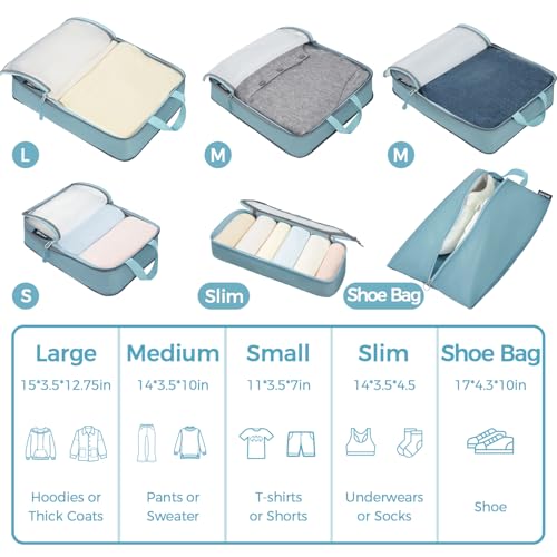 Image of BAGAIL 6 Set Ultralight Compression Packing Cubes Packing Organizer for Travel Accessories Luggage Suitcase Backpack