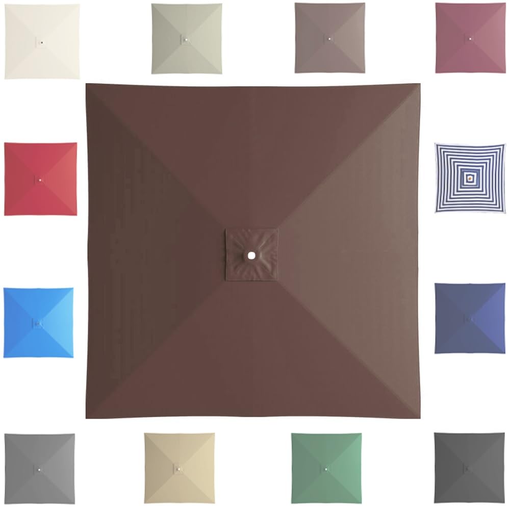 GJPXFR 6.5'x6.5' 8'x8' Square Umbrella Replacement Canopy 4/8 Ribs Patio Umbrella Replacement Cover Weatherproof Yard Market Parasol Top Cover Cloth(Brown,2x2m/6.5x6.5ft)