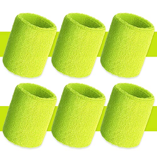 Image of Bememo 12 Pack Wristbands Sweatband for Women Men, Neon Colored Sport Wrist Bands, Tennis Football Basketball Sweatbands, Moisture Wicking Arm Bands for Working Out