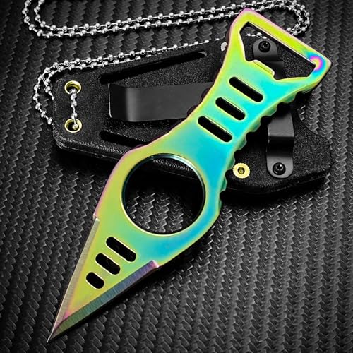Image of Neck Knife with Sheath and Necklace, Mini Fixed Blade Knife Necklace for Men, Ultra Small Pocket Knife EDC Tools Cool Gadgets for Camping, Backpacking, Hiking, Survival