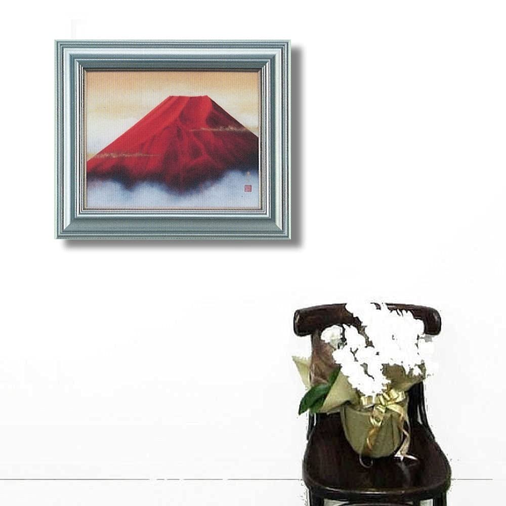 Amazon.co.jp: 中西康彦 赤富士 F6号 複製画 絵画 額装 【KTD-AM50