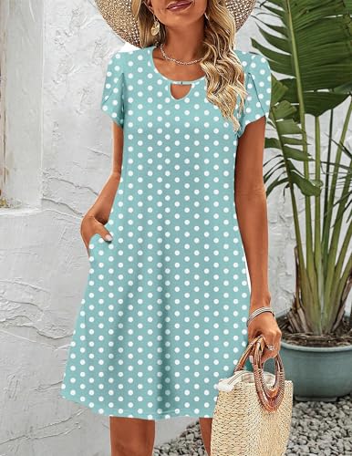 Image of Zeagoo Women's Casual A-Line Dresses with Pockets Summer Floral Tshirt Dress Short Sleeve Mini Dress Flowy Sundresses
