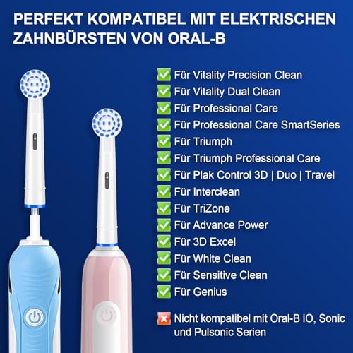 Pro Sensitive Gum Care Aufsteckbürsten kompatibel mit Oral-B Elektrische Zahnbürsten, 8er ultra-dünne Borsten Zahnbürstenkopf für sanfte Zahnreinigung, Weiß