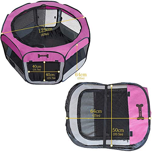 Melko Welpenauslauf 125 x 125 x 64 cm Welpenlaufstall faltbar Tierlaufstall für Kleintiere Hunde Katzen Hasen - Pink