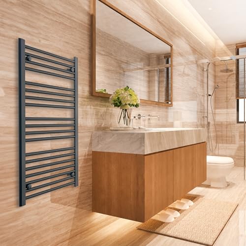 Toallero calefactor recto para baño negro de 650 mm de ancho Turkish Zone 2