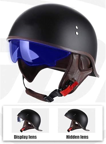 Miniatura 5 de Casco retro para motocicleta para adultos, aprobado por DOT, para hombres y mujeres, con personalidad, gorra de béisbol brillante, modelado, cascos