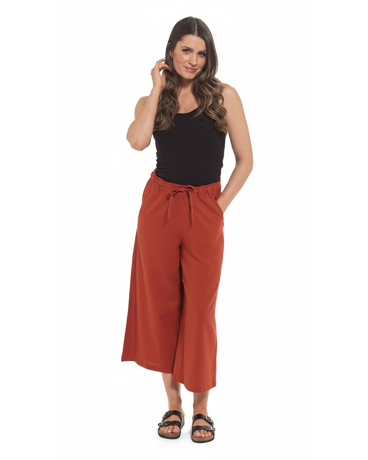 Slumber Hut Ladies Linen Cullottes LN442 Rust 18