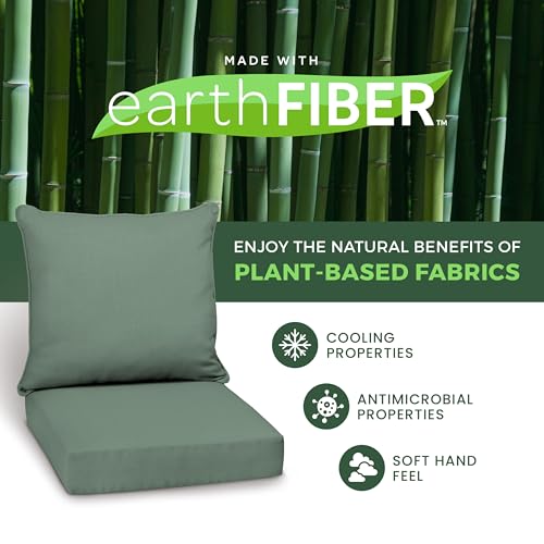 Image of Arden earthFiber Outdoor Deep Seat Cushion Set (2-Pack), 22 in x 24 in, Weather-Proof, Rain-Proof, Fade Resistant Patio Cushion for Chair, Sofa, and Couch Sage Green Texture