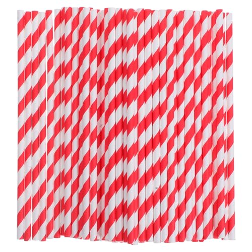 Pitillos de papel rojos rayados 20 cm 100 uds miniatura 1