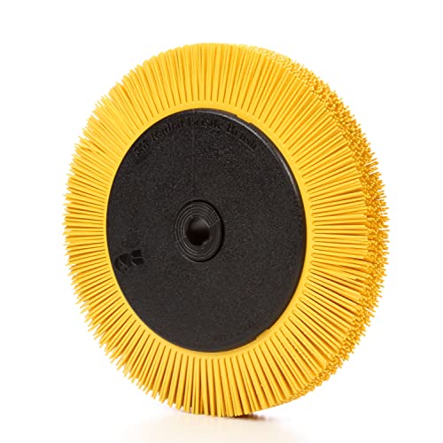 Image of Cubitron Radial Bristle Brush, Aluminum Oxide, 6000 rpm, 8 Diameter x 1 Width, 80 Grit, Yellow (Pack of 1)