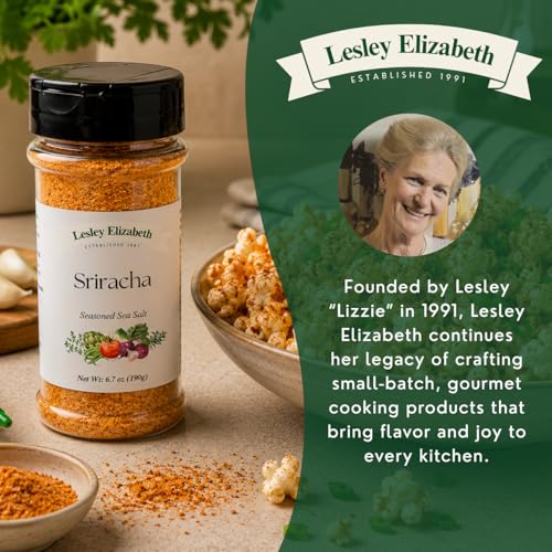 Image of Lesley Elizabeth Sriracha Seasoned Sea Salt - Spicy & Bold Sriracha Flavored Salt for Chicken, Beef, Pork, Seafood & Vegetables | Gourmet All-Purpose Cooking & Grill Seasoning
