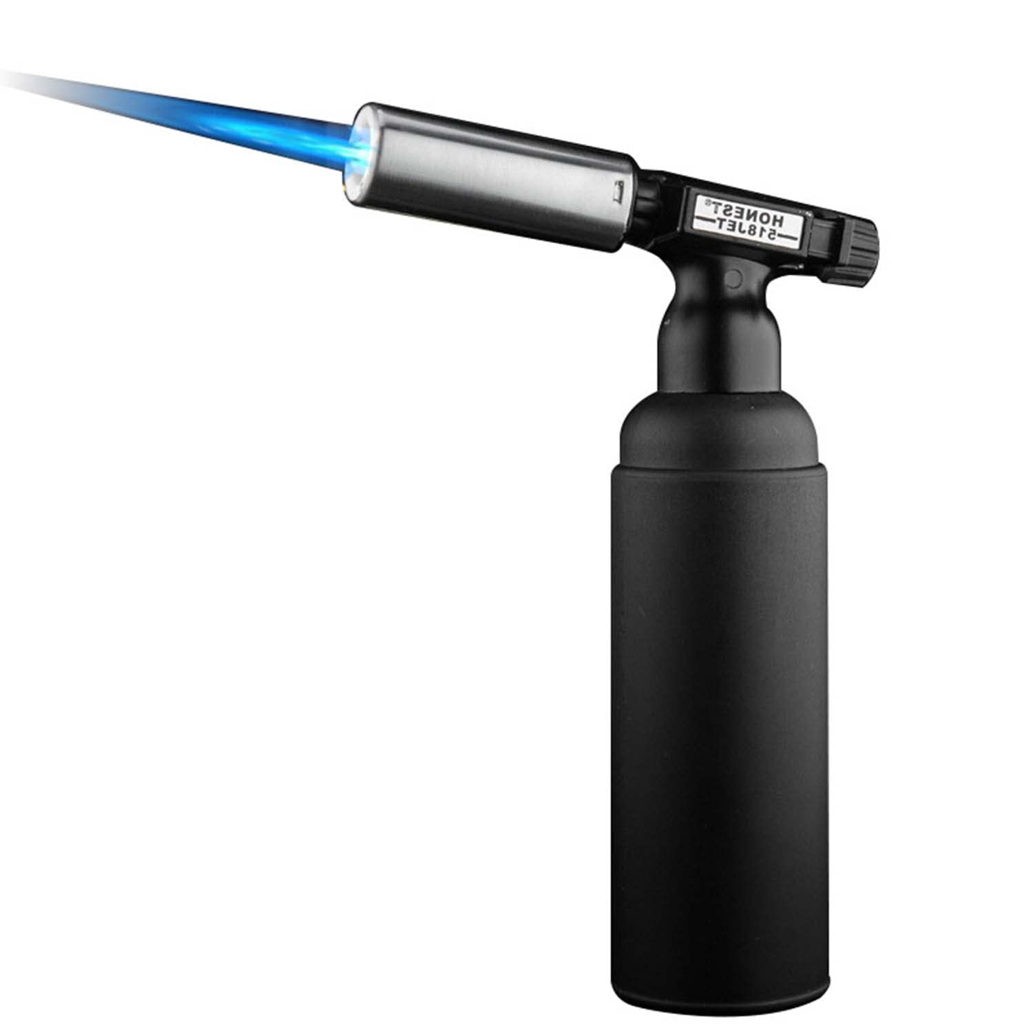 Jet Flamme Briquet Grande Capacité Extérieure Coupe-vent pour Cheminée, Gril, Cuisson, Barbecue, Camping, Crème Brûlée, Fabrication de Bijoux, Soudage(noir)