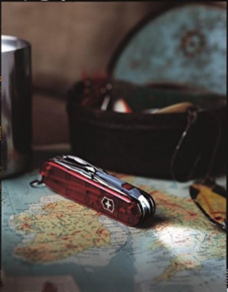 Victorinox Spartan Lite Couteau de Poche Suisse, Léger, Multitool, 15 Fonctions, Grand Lame, Tire Bouchon, Led, Rouge Transparent
