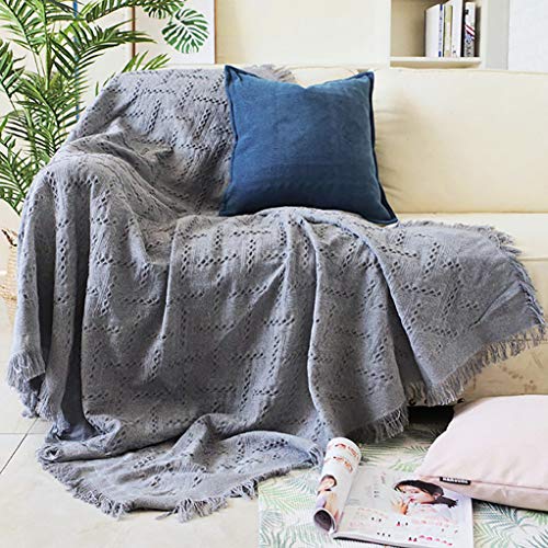 Jeté de canapé gris 230x340 cm grande couverture lit - 5