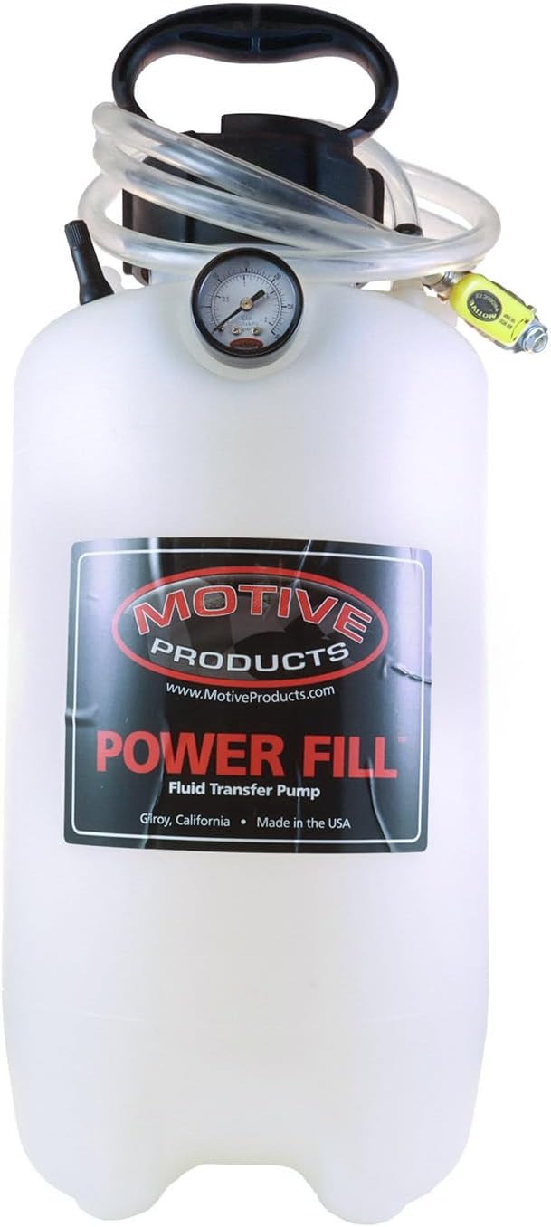 Motive Products 1745 Power Fill Pro Fluid Transfer Pump 2 GAL Tank with Schraeder Valve, Ball Valve Shutoff, and Hose, 8 Quart Capacity