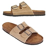 Mens Sandals, Arch Support Slides with Adjustable Buckle Straps and Cork Footbed for Summer Size 6-12 (Taupe, UK Footwear Size System, Adult, Men, Numeric, Medium, 8)