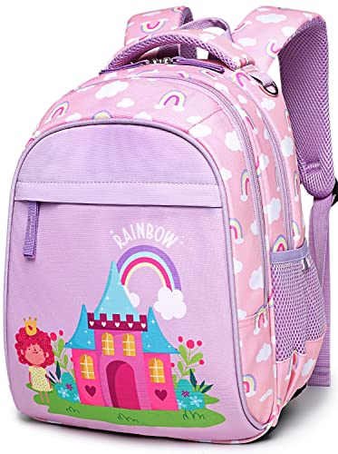SunForMorning Kids Backpack for Boys & Girls, Preschool Bookbags Toddler Daycare School Bag Elementary Kindergarten Multifunctional Cute Large Capacity, Rainbow