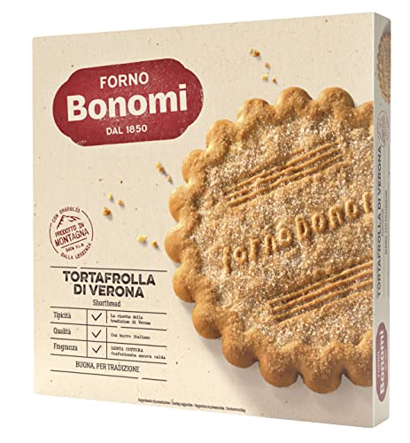 Forno Bonomi Tortafrolla. La frolla di Verona per eccellenza pronta con il suo inconfondibile sapore di burro e la sua forma rotonda. Confezione da 200 grammi.