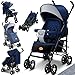 KIDIZ® Kinderwagen City-Pro Buggy Kinderbuggy klappbar Liegebuggy Sportwagen Faltbar 360° 6-Zoll-Rädern Inkl. Moskitonetz, Fußsack und Regenverdeck zusammenklappbar Schlaffunktion Blau