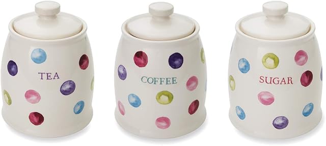 Online Kitchenware Cooksmart Spotty Dotty Tea Coffee Sugar Set