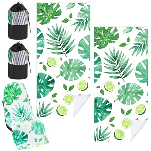 Image of Hahafelt 2 Pack Car Seat Towel Cover with Storage Bag, Monstera Lime