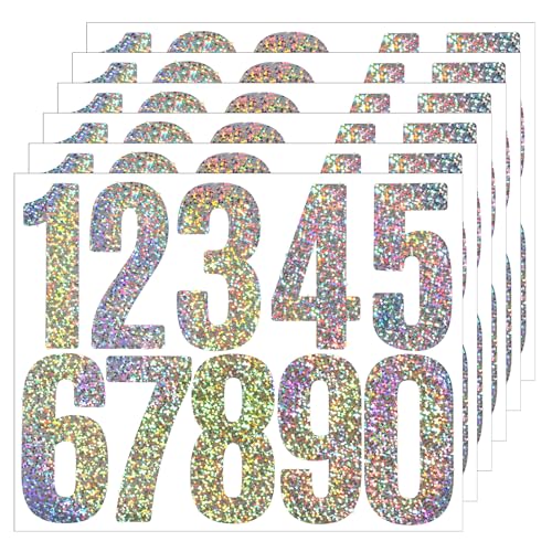 6 Blatt Zahlen Aufkleber 8 cm Zahlen Sticker Bunt Zahlen zum Aufkleben Aufkleber Zahlen Selbstklebendes 09 Reflektierende Vinyl Nummern Aufkleber für Postkasten Residenz