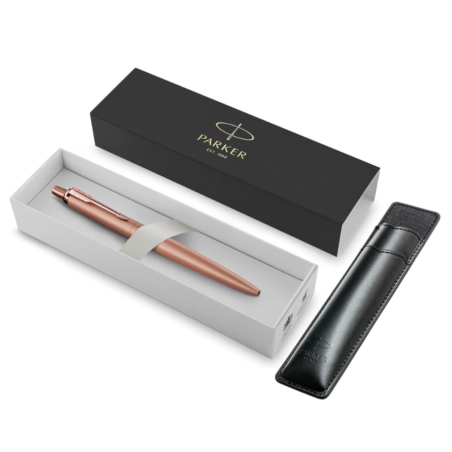 Parker Jotter XL Ballpoint Pen | Monochrome Matte Rose Gold | Medium Point | Blue Ink | Gift Box and Black Case with Embossed Logo
