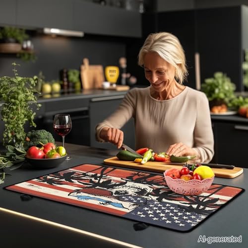 Image of Skull Palm Tree Fireproof Stove Top Covers for Electric Stove, Waterproof & Heat Resistant Mat for Glass Top, Induction Cooktop Protector Home Kitchen Decor