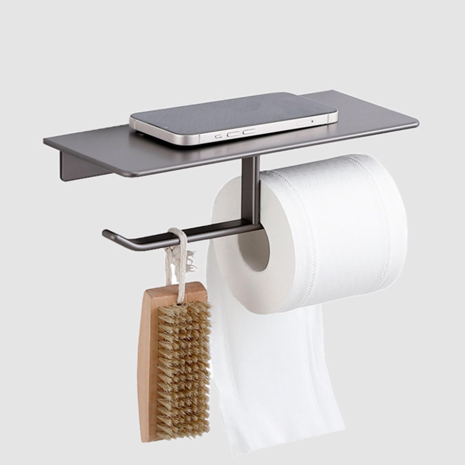 Portarrollos De Papel Higiénico De Acero Inoxidable, Doble, con Estante, Montaje En Pared, Sin Taladro/con Taladro, para Baño