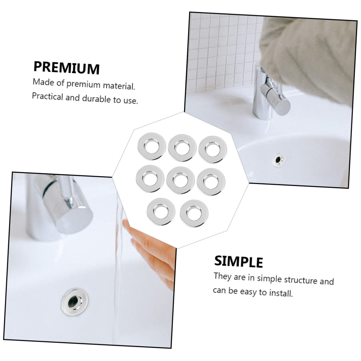 SHINEOFI 3 Set Spina Del Foro Del Bacino in Ceramica Tappo Del Foro Del Lavandino Tappo Del Lavandino Drenare Lavandino Del Bagno Lavello Universale Tappo Di Scarico Argento Rame 8 Pezzi*3