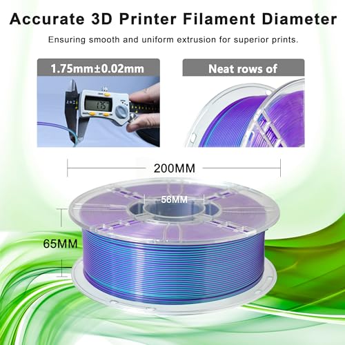 Image of iBOSS Silk Dual Color PLA+ Filament 3D Printer 1.75mm + /- 0.02mm, Bicolor Filament Two Tone PLA Plus 1KG(2.2lbs) Cardboard Spool Fit for 3D Printers, Purple Cyan