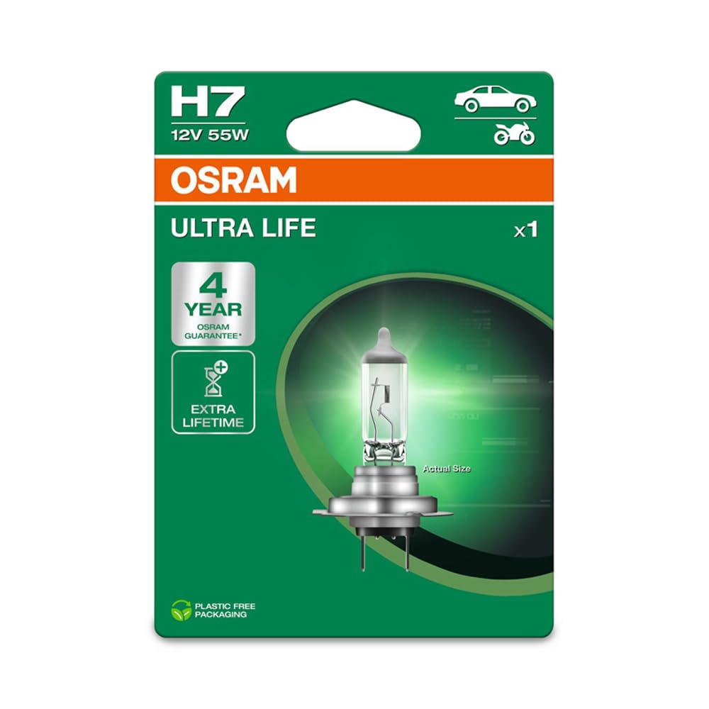OSRAM ULTRA LIFE, H7, lampada per proiettori alogena, blister singolo (1 lampada)